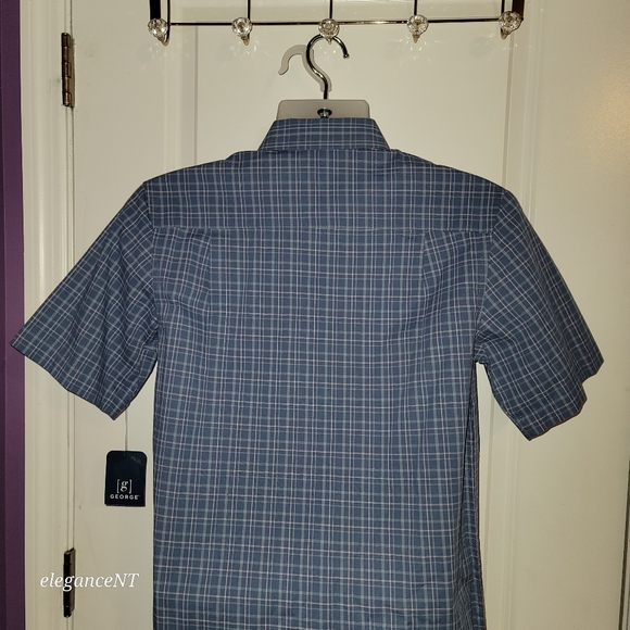 George Men's Short Sleeve Blue/Pink  Plaid Poplin Shirt Sz: S NWT - Picture 7 of 10